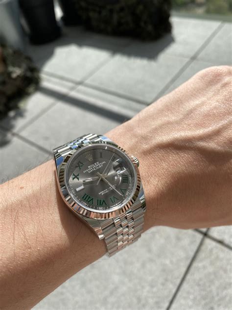 rolex datejust 36 wimbledon replica review|Rolex 36 diamond dial.